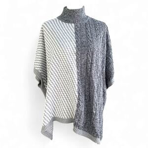Chicos Womens Poncho Cable Knit Grey Mock Turtleneck Size One Size OS New Tags